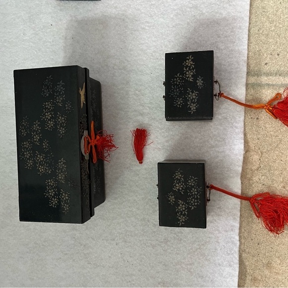 Set of 4 JAPAN MINI FURNITURE SET Chest of Drawers Trunks Black - Picture 4 of 16